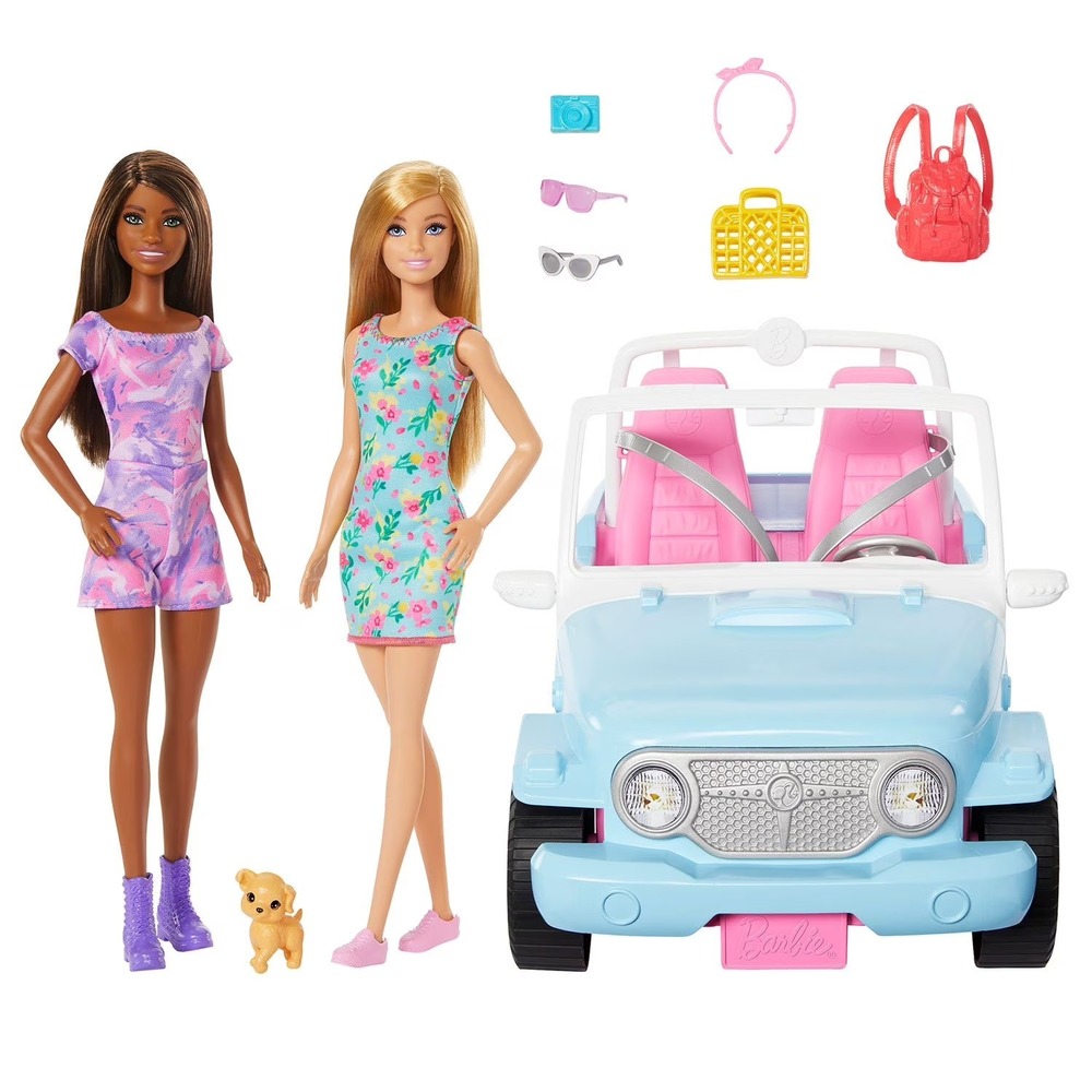 Barbie Dolls (Jeep) Vehicle‎ Playset with Dolls And Accessories New